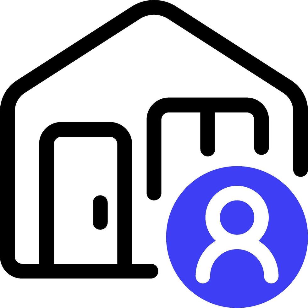 A house with a door and a blue circle vector