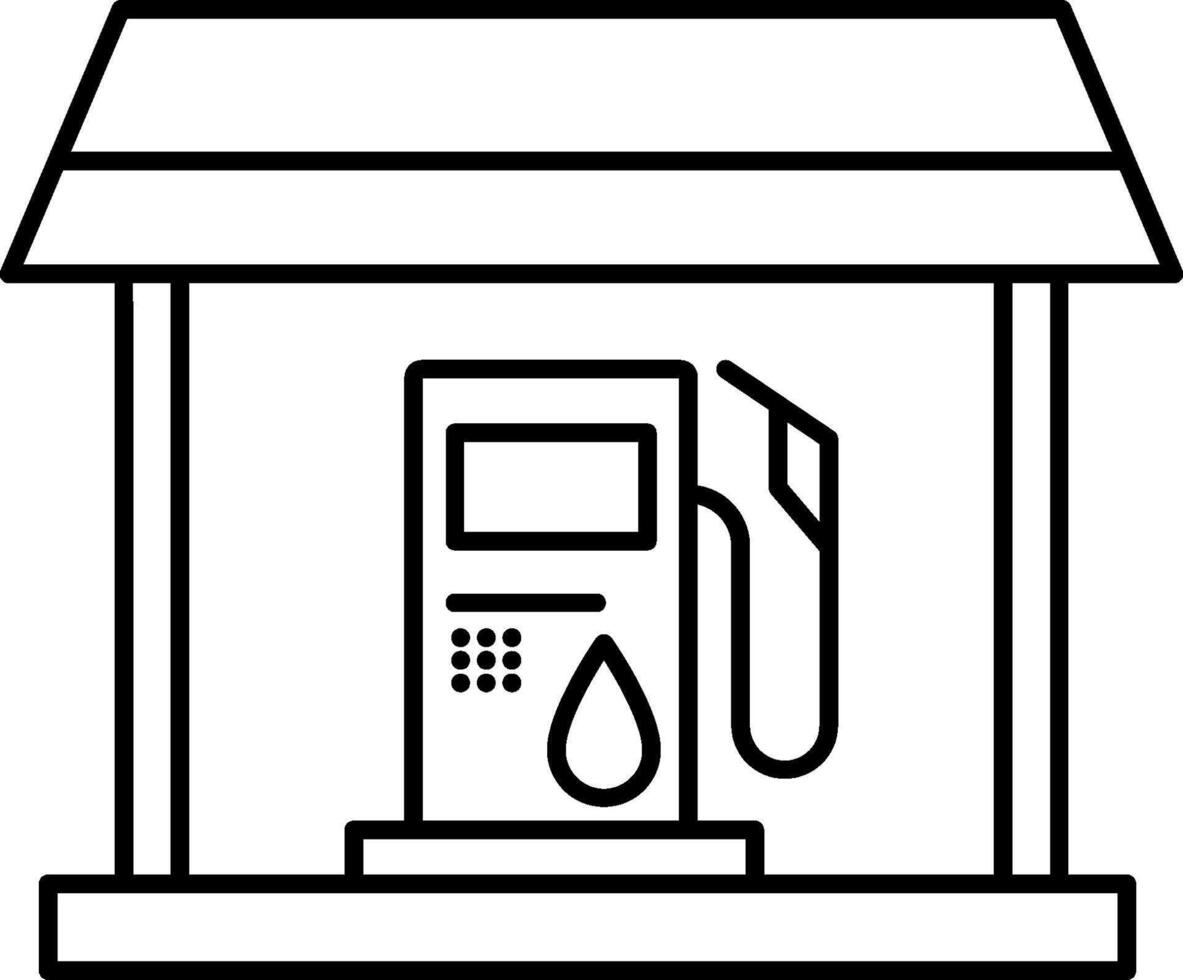 A gas station icon with a pump and a fuel nozzle vector