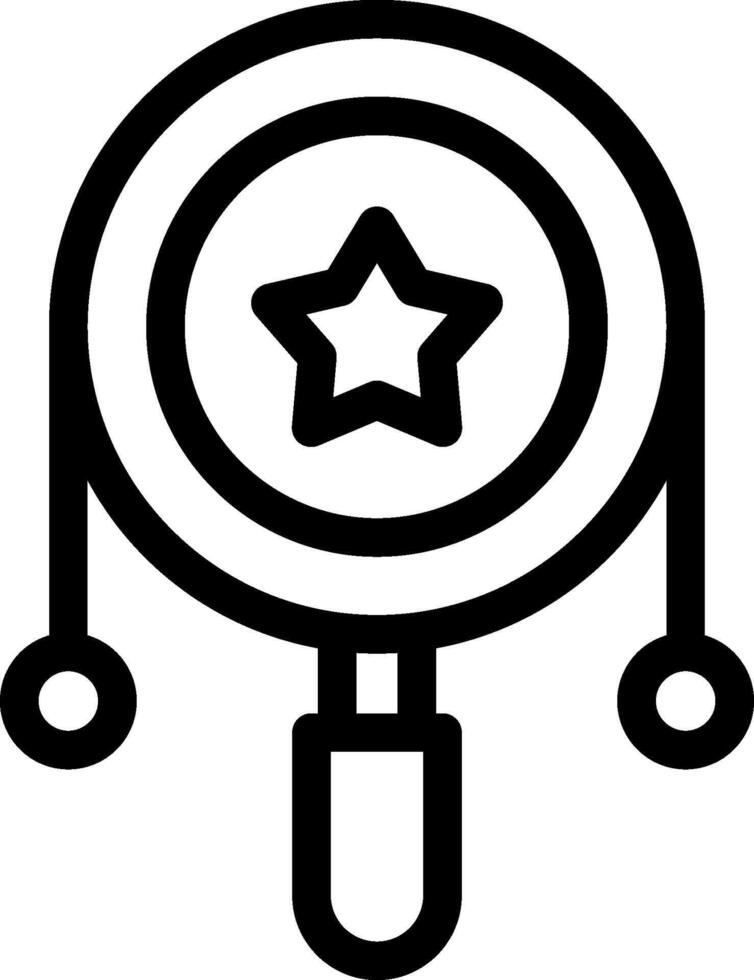 A black and white icon of a magnifying glass vector