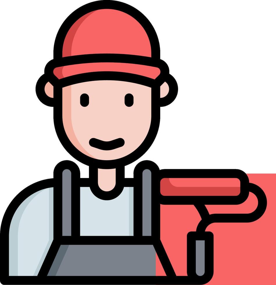 A man in a red hat holding a paint roller vector