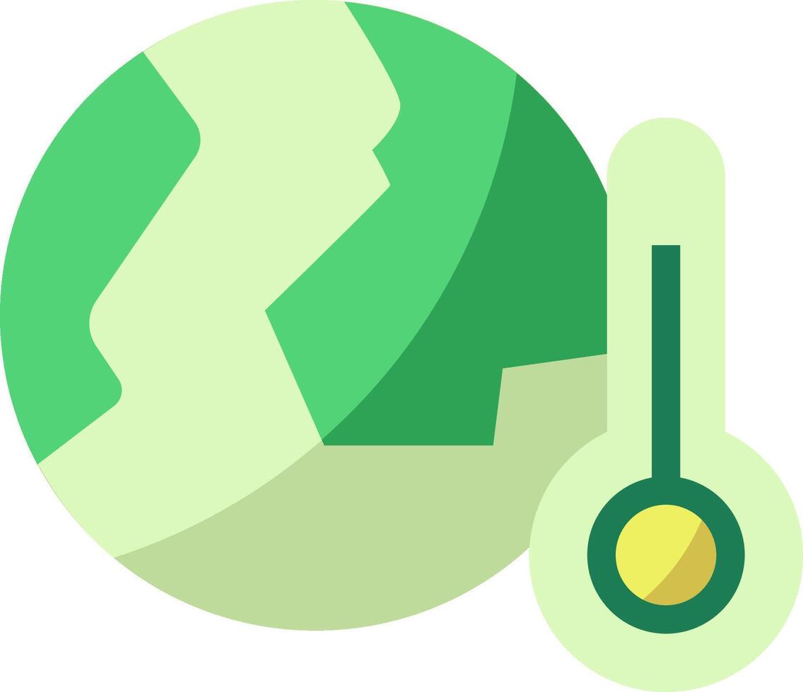 A green globe with a thermometer and a green arrow vector