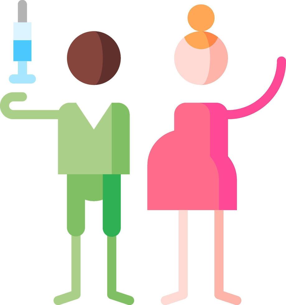 A cartoon man and woman holding a syringe vector