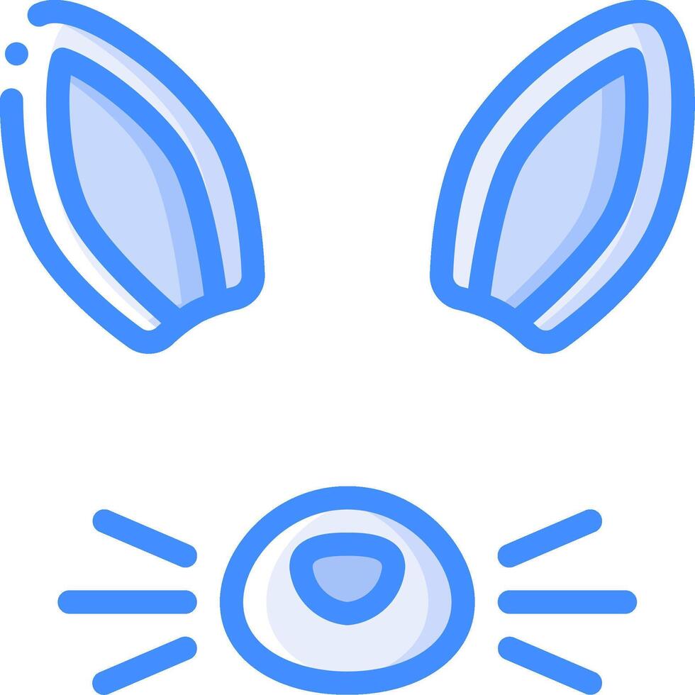 A blue bunny head with ears and nose vector