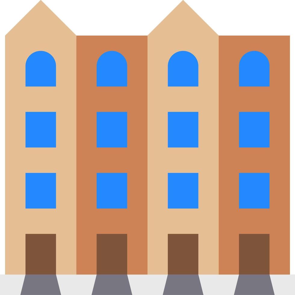 A building with windows and doors on the side vector