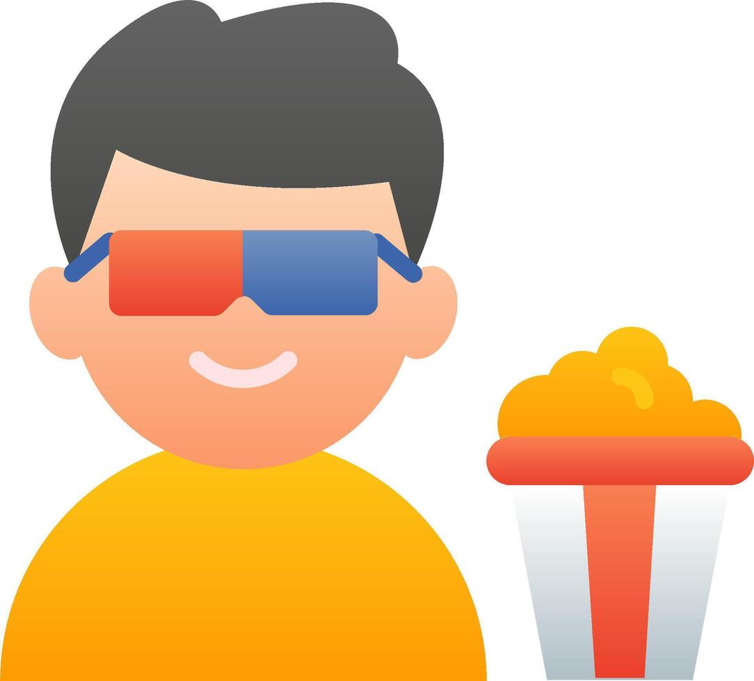 A man wearing 3d glasses and popcorn vector