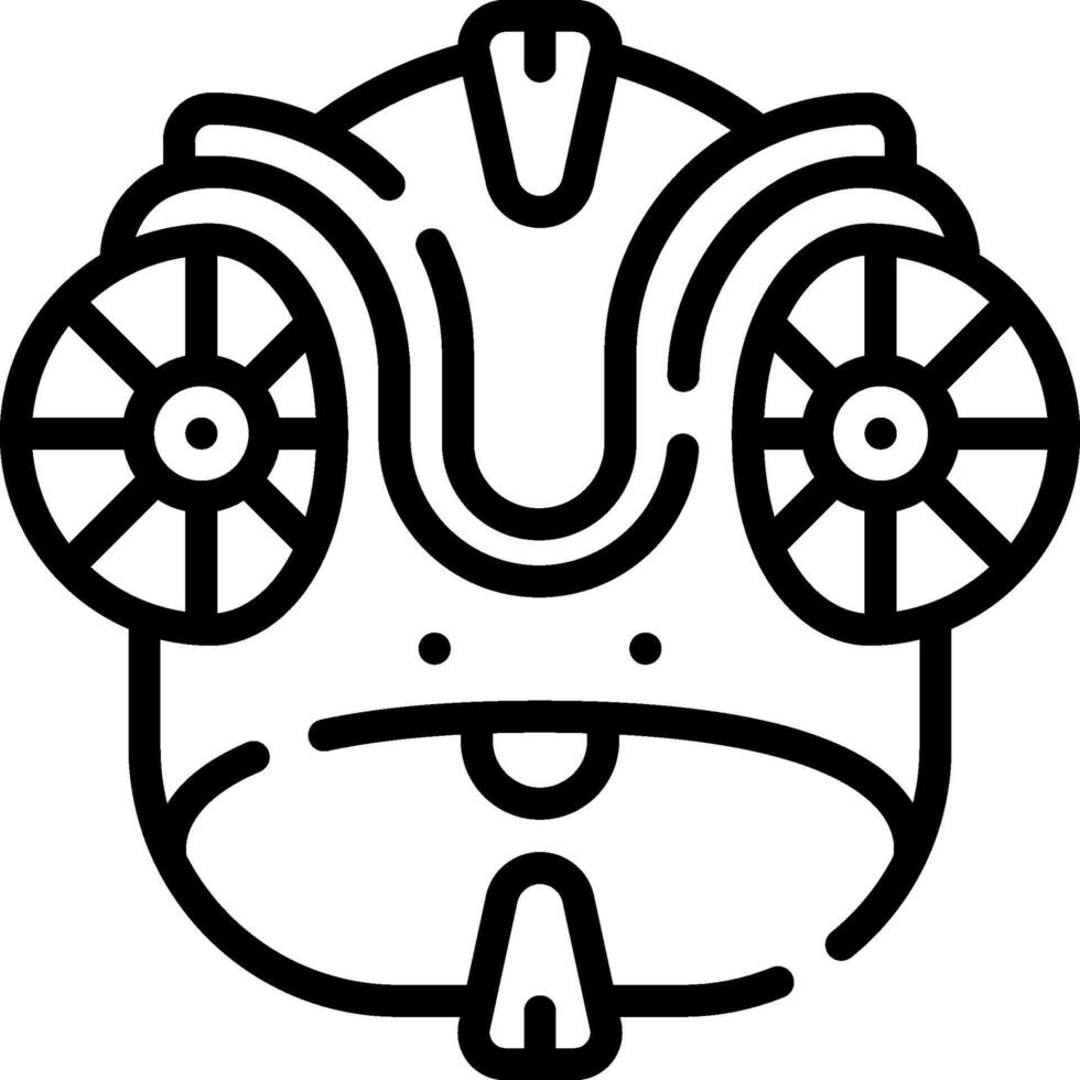 A black and white drawing of a robot head vector