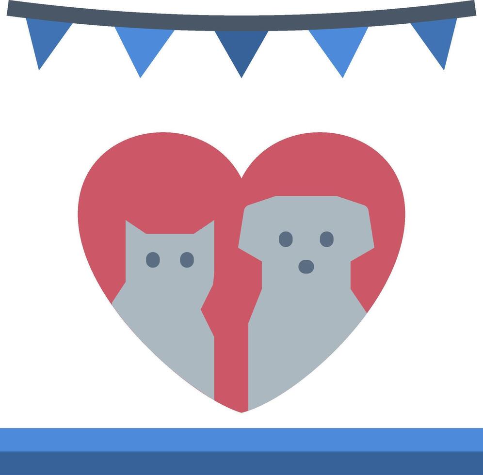 A dog and cat are in a heart with bunting vector