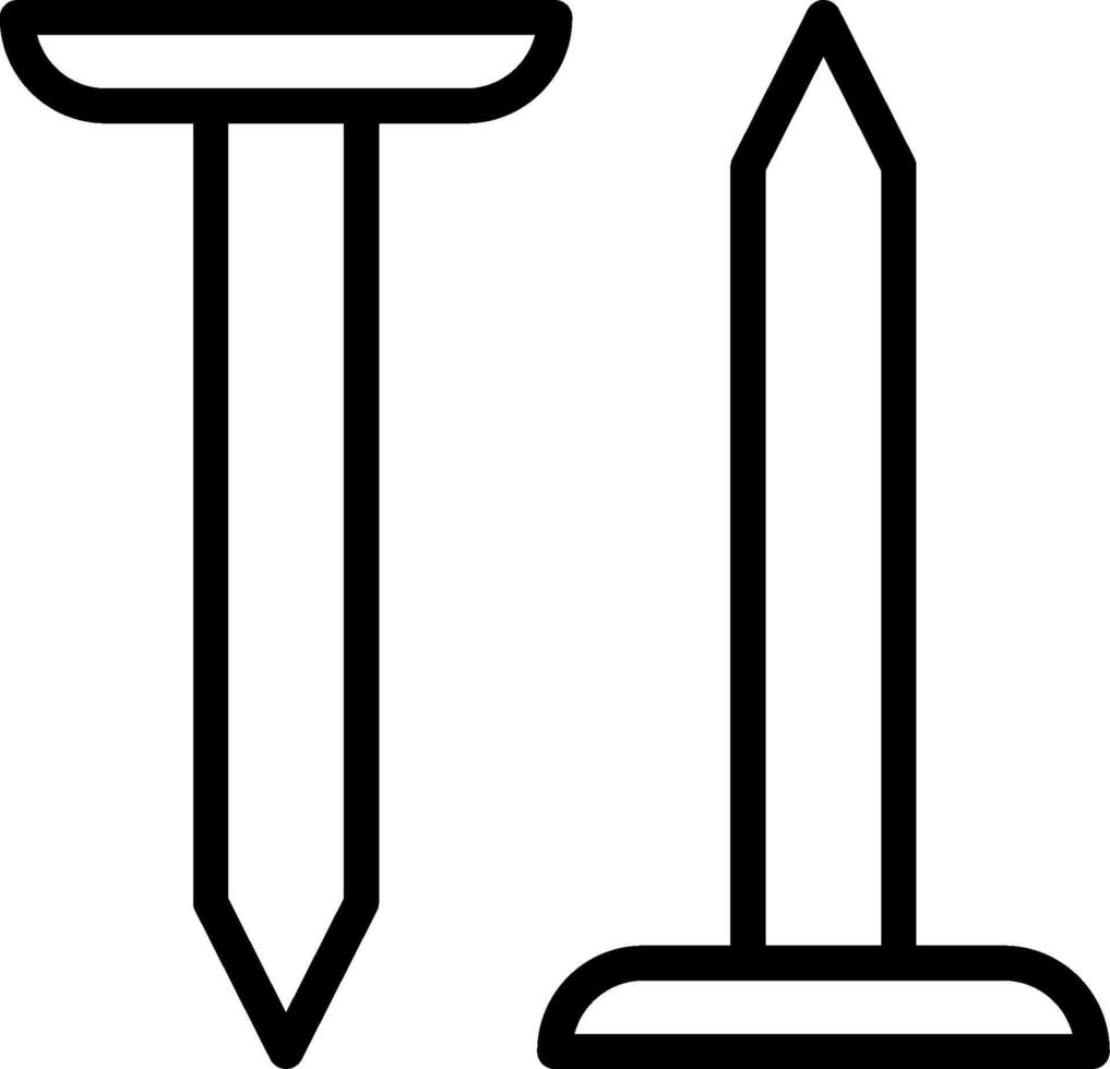 A pair of nails and a hammer icon vector