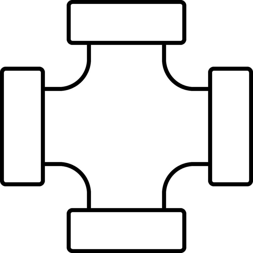 A cross shaped object with four pieces vector
