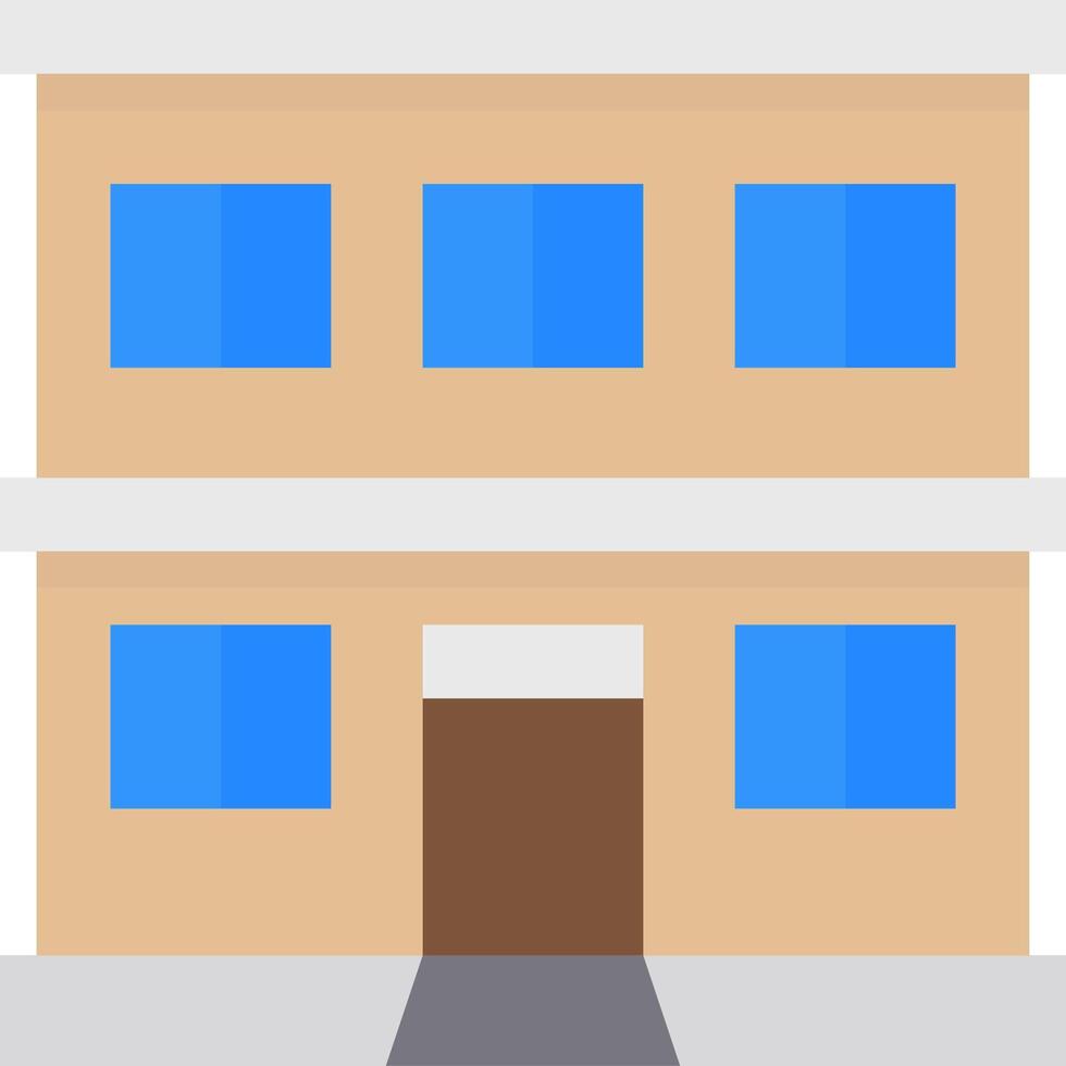 A two story building with blue windows vector