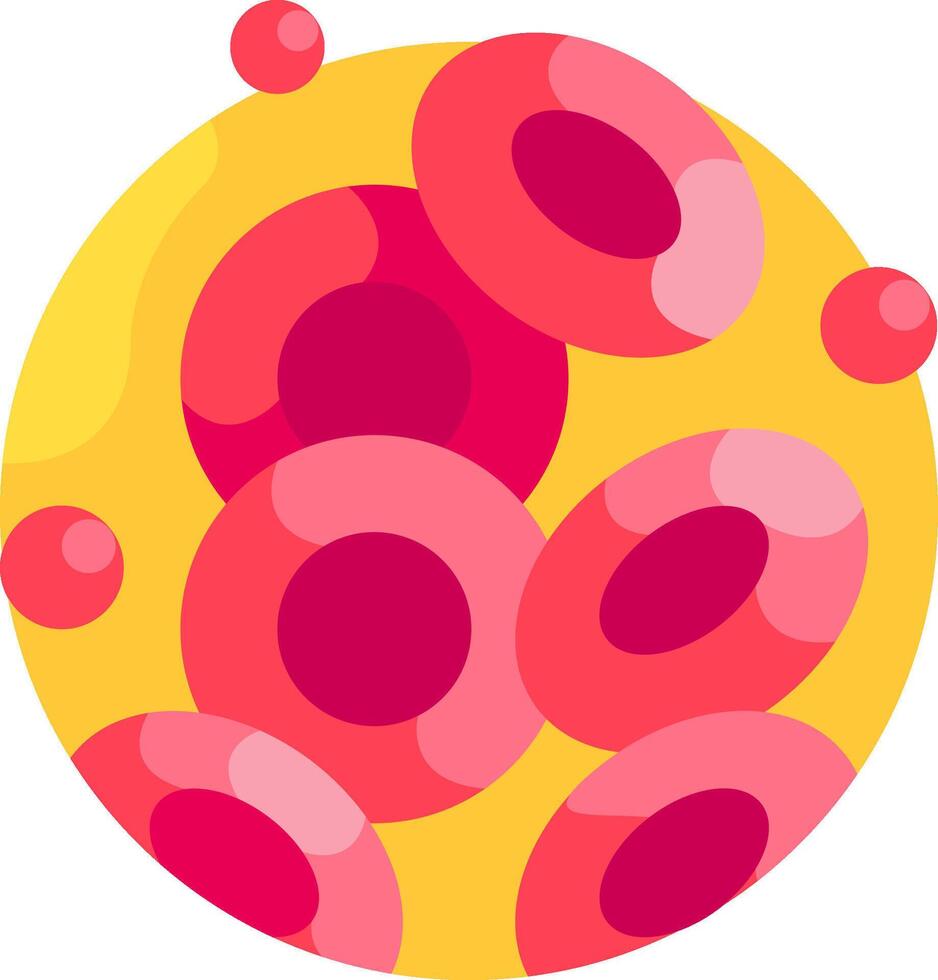 Red blood cells in a circle with a yellow center vector
