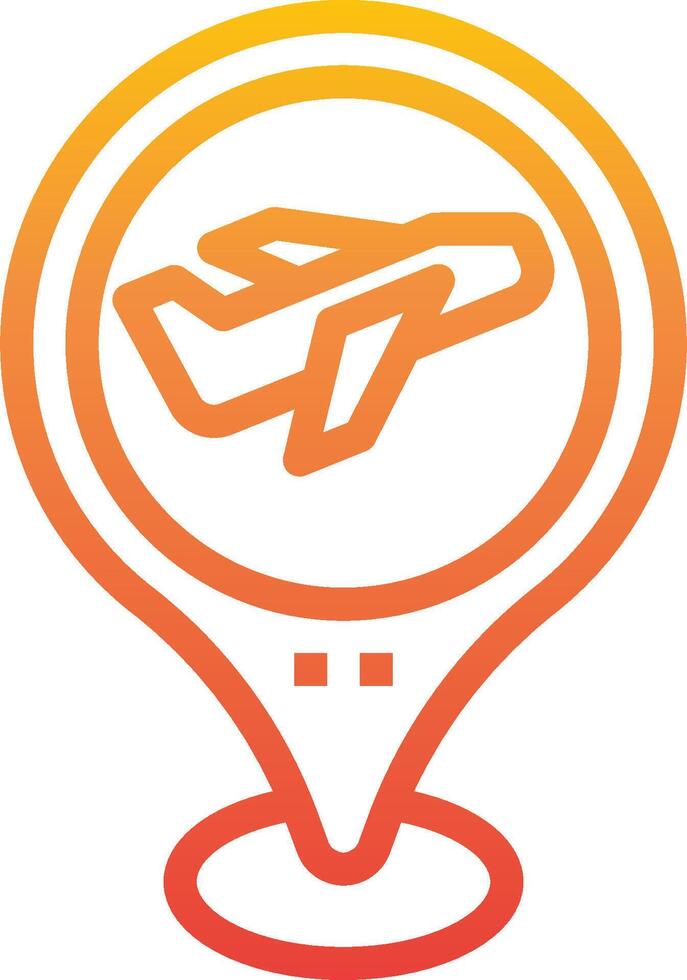 A plane icon with a map pin on top vector