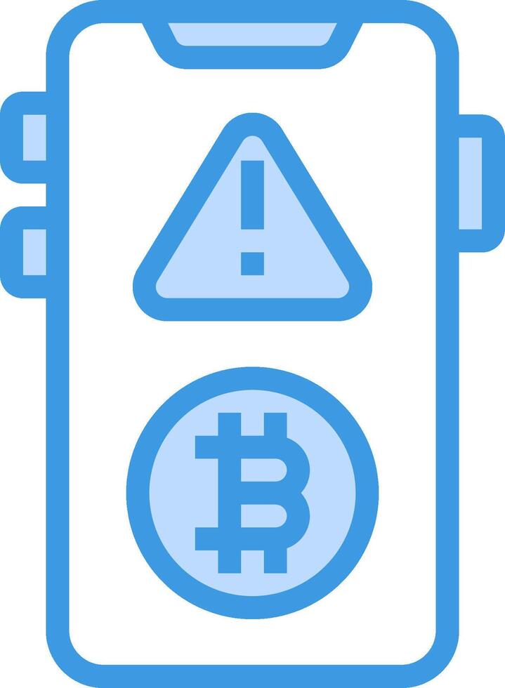Bitcoin icon with a warning sign vector