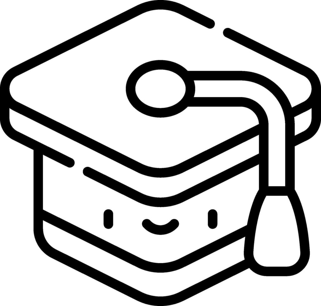 A black and white illustration of a graduation cap vector