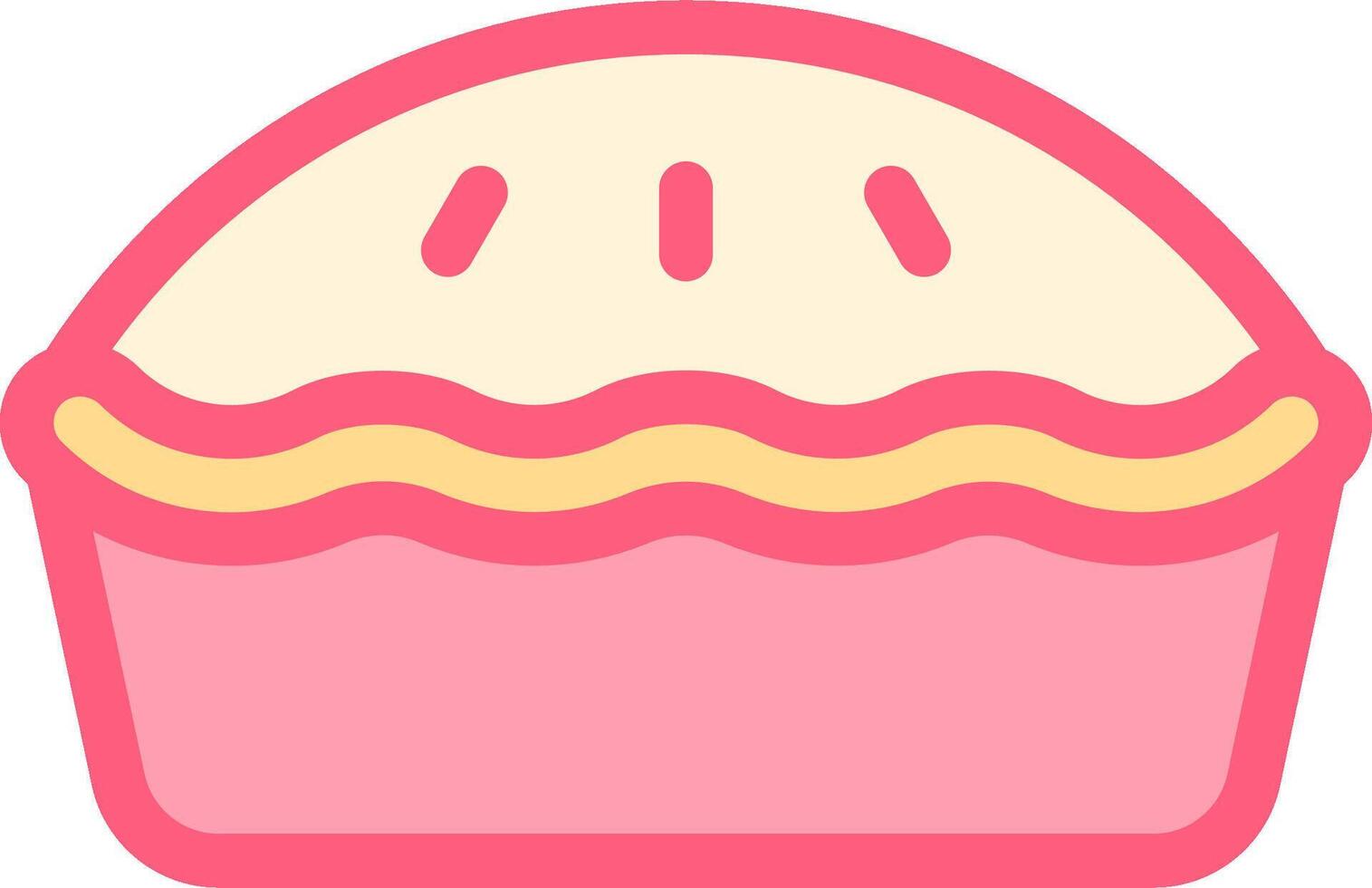 A pink and yellow cake icon vector