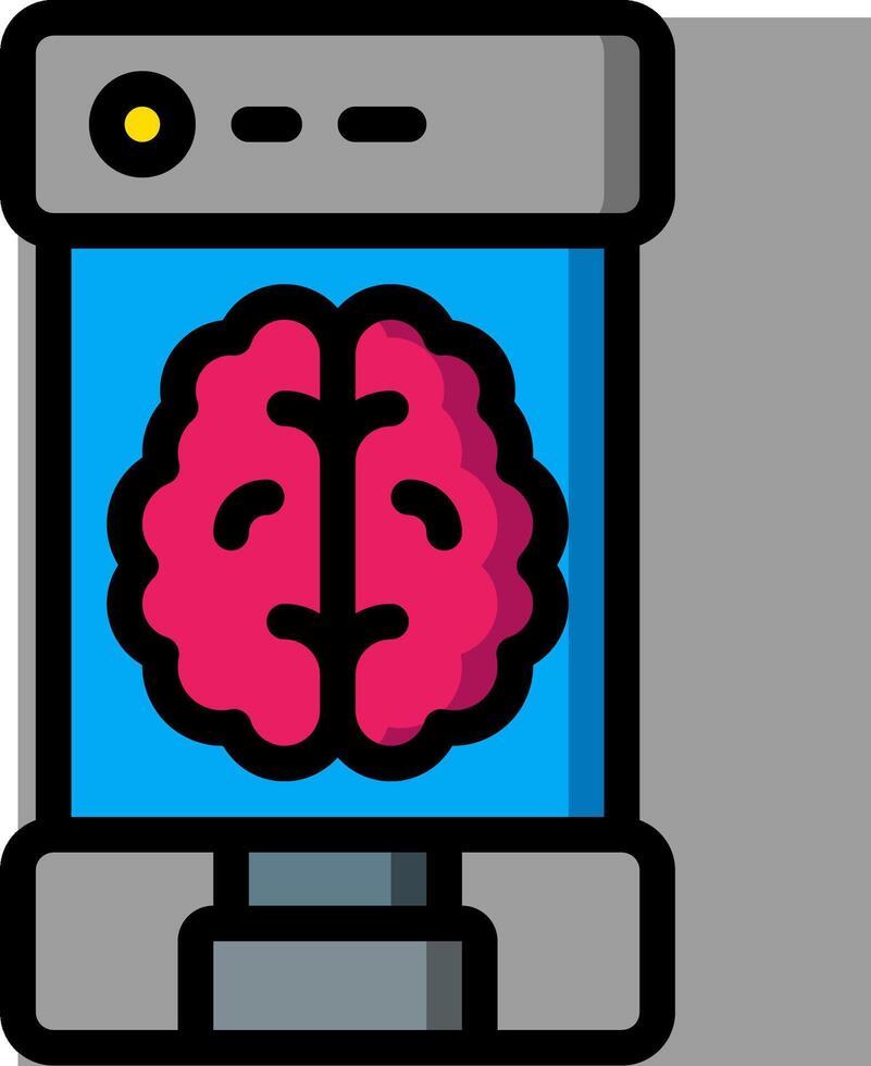 A brain inside a computer with a blue light vector