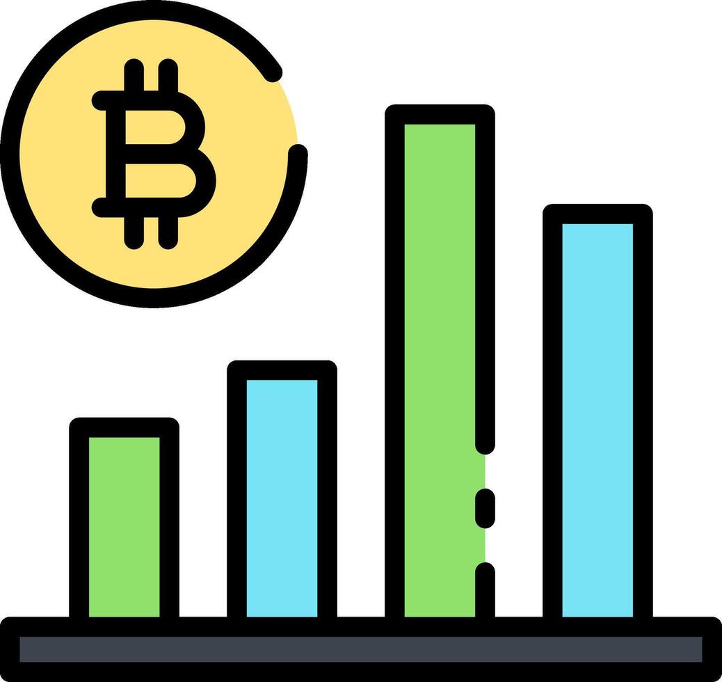 Bitcoin graph icon with a bitcoin on top vector
