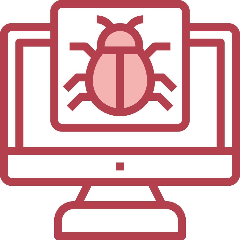 A red bug on a computer screen vector