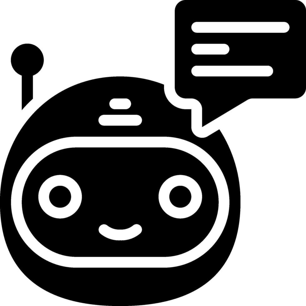A black and white robot with a speech bubble vector