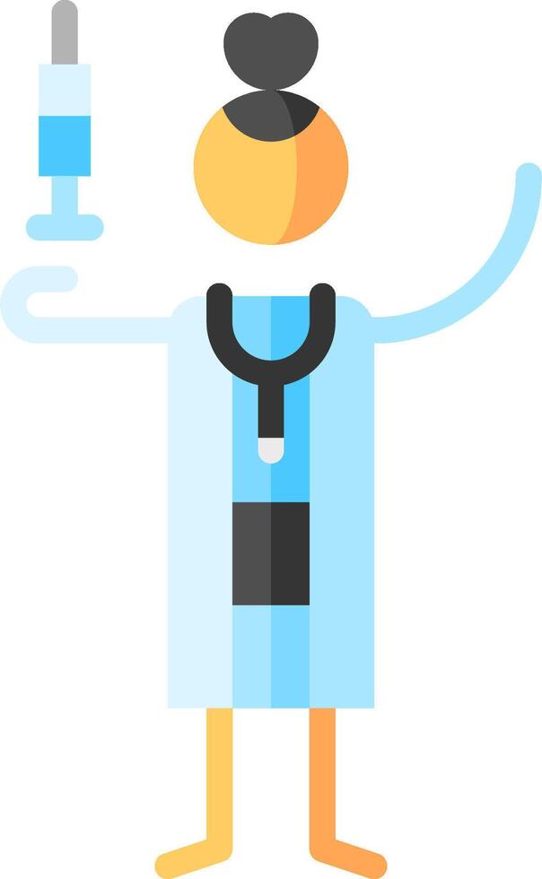 A cartoon doctor holding a syringe vector