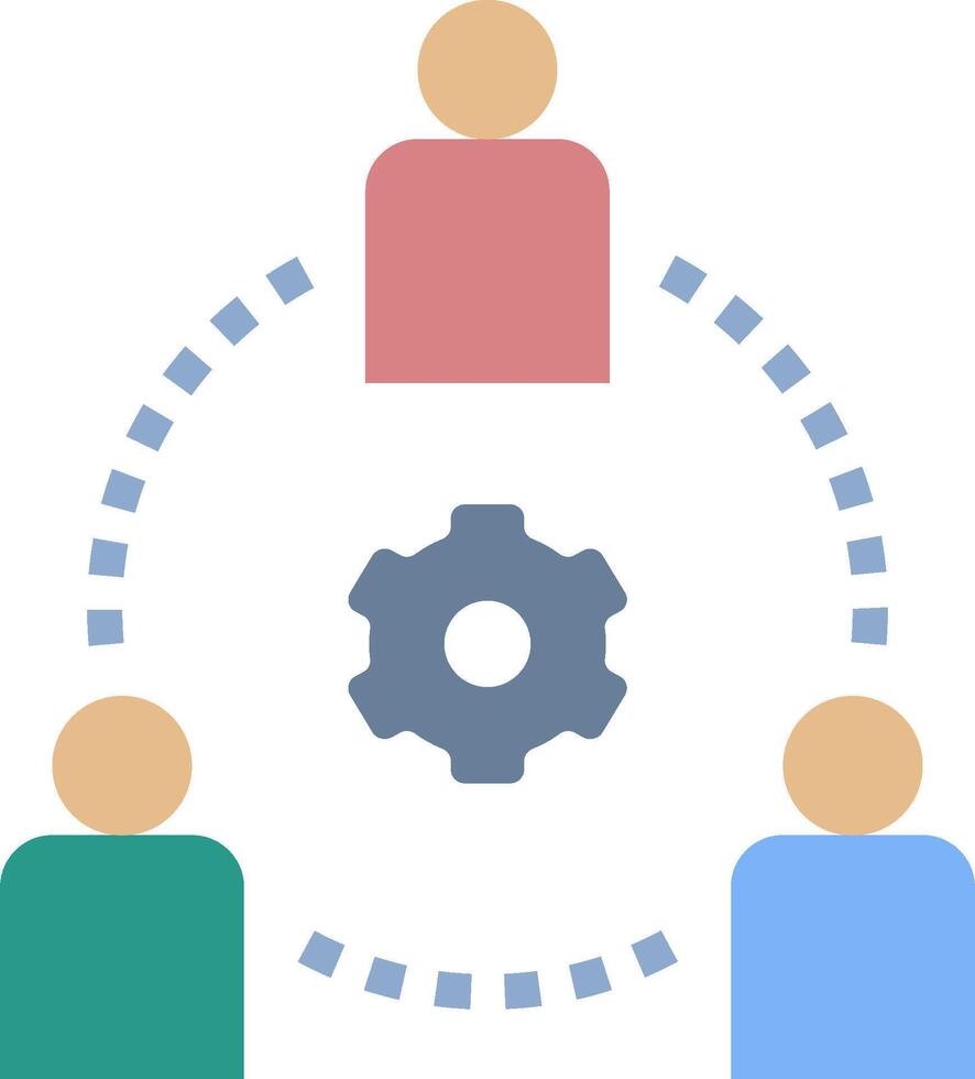 People in a circle with gears and a cog vector