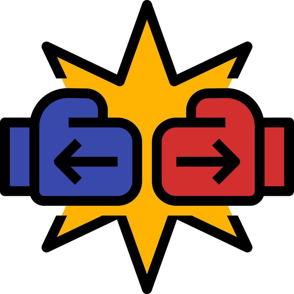 Two fists with arrows pointing to each other vector