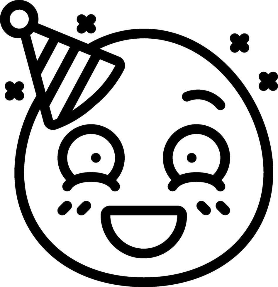 A black and white emoji with a party hat vector