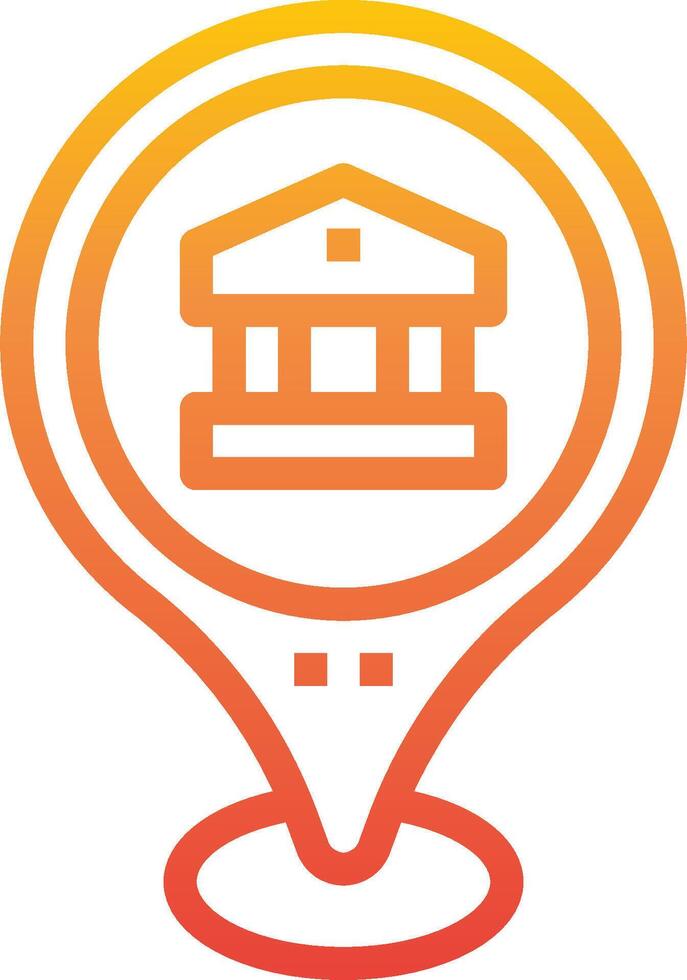 A bank building icon with a yellow and orange background vector