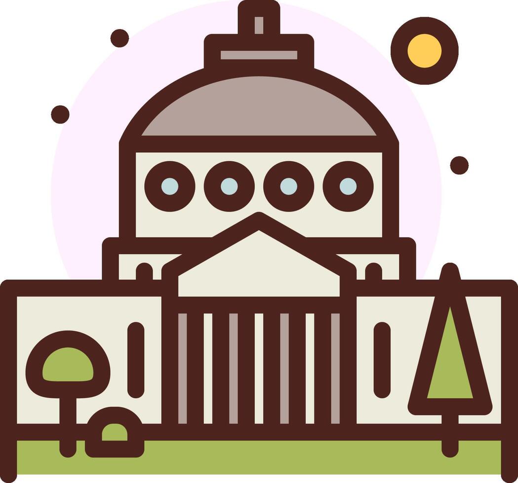A building with a dome and trees in the background vector