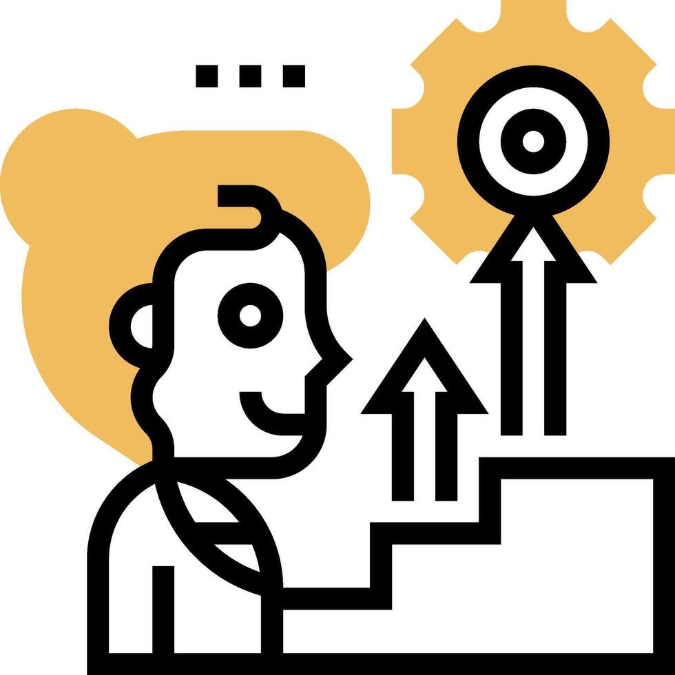 A man is standing on a ladder with a gear on the top vector