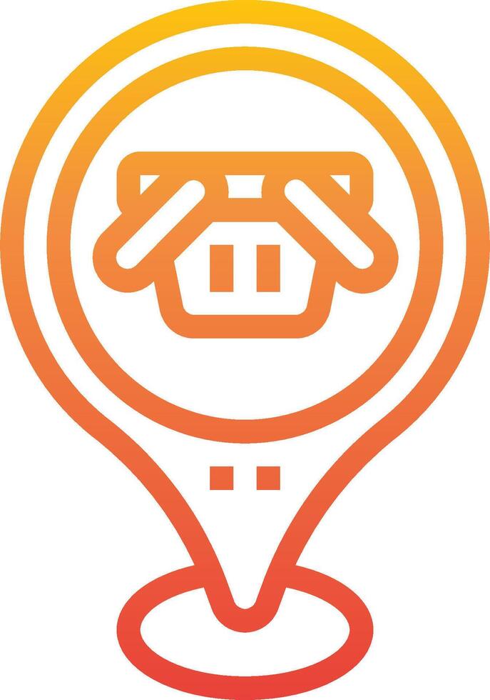 A shopping basket icon with a red and orange background vector