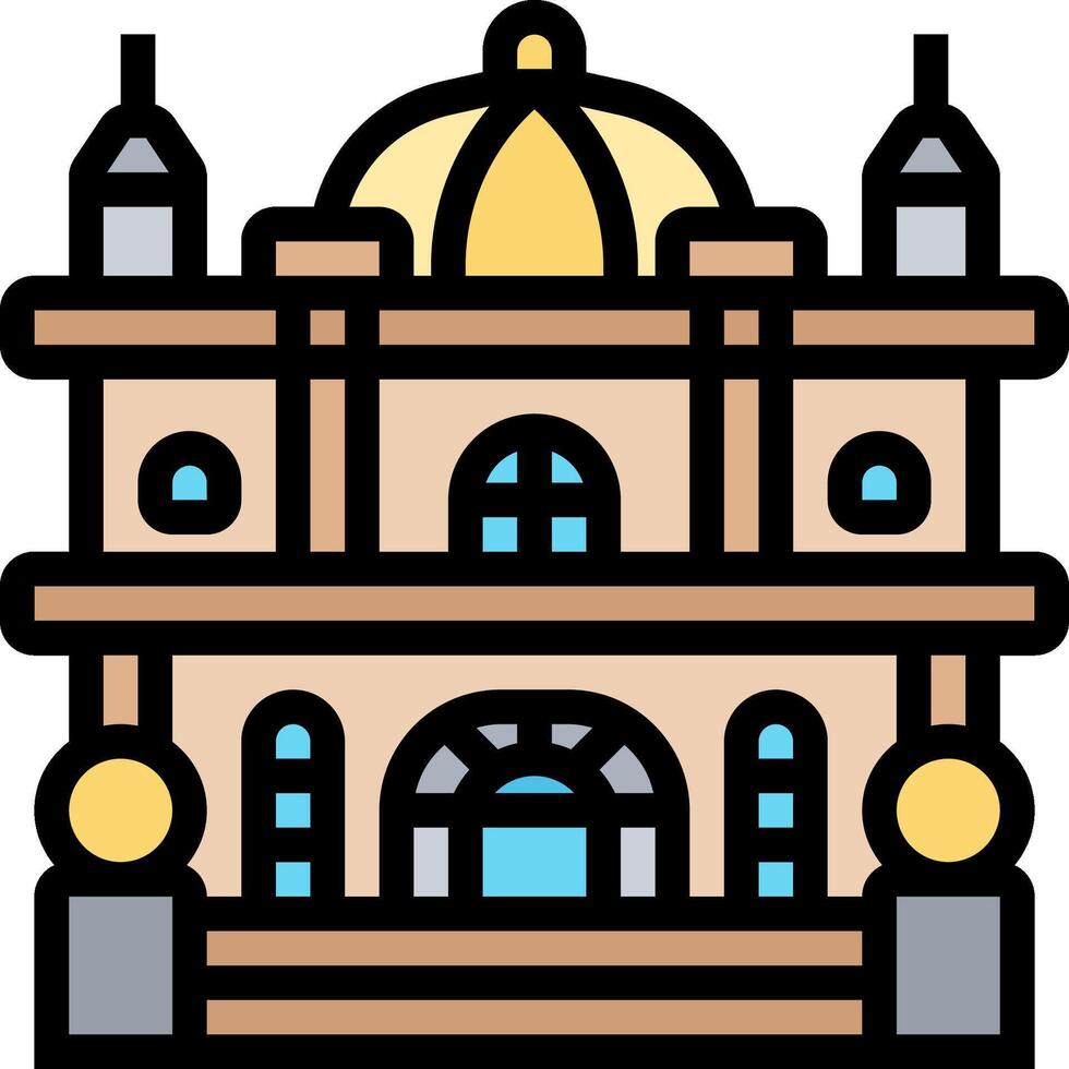A building with a dome on top and a clock on the side vector