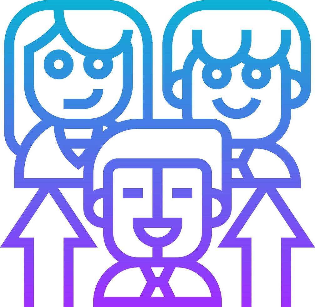 People with arrows and a blue background vector