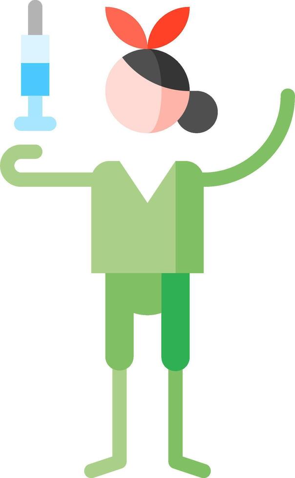 A cartoon man holding a syringe and a bottle vector