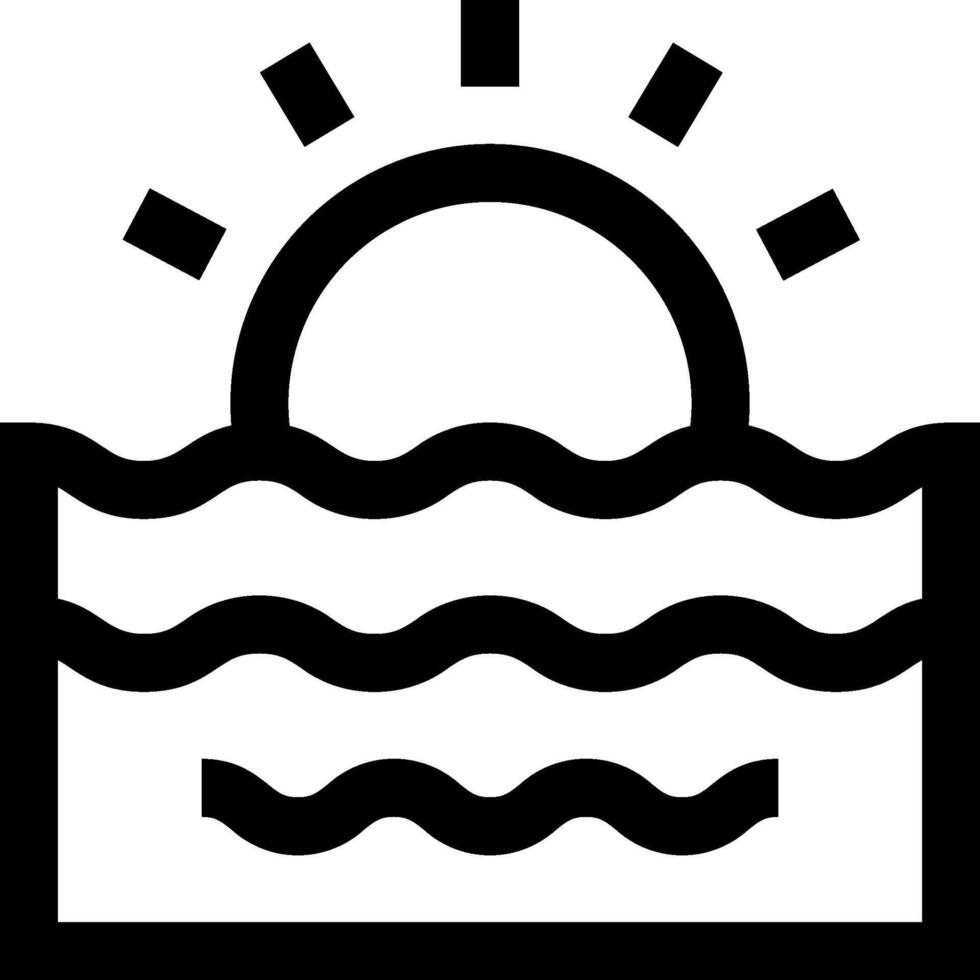 A black and white image of a wave and sun vector