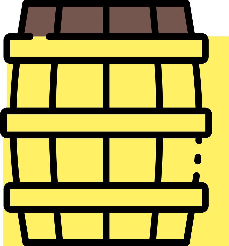 A barrel with a yellow lid and brown bottom vector