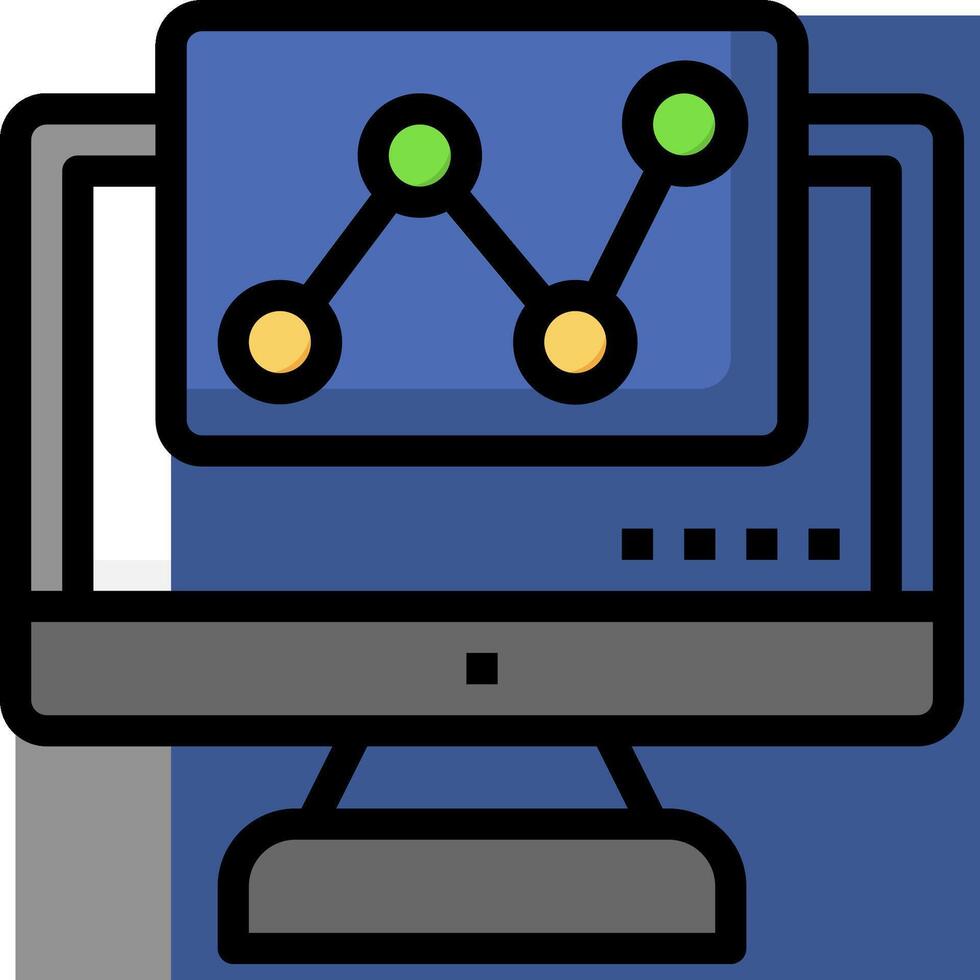 A computer monitor with a graph on it vector