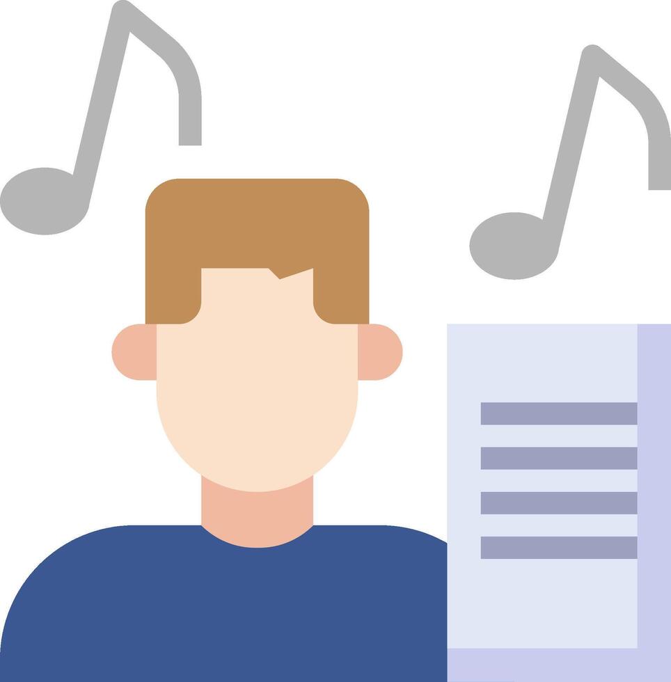 Man with music notes and sheet music vector