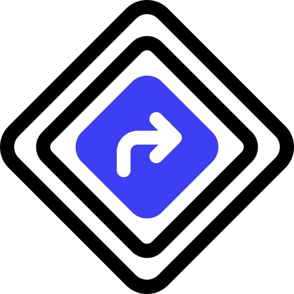 A blue and black arrow pointing right vector