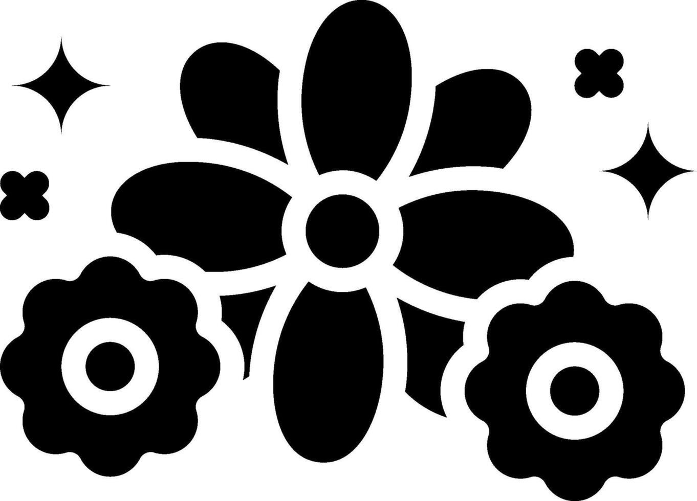 A black and white flower with stars on it vector