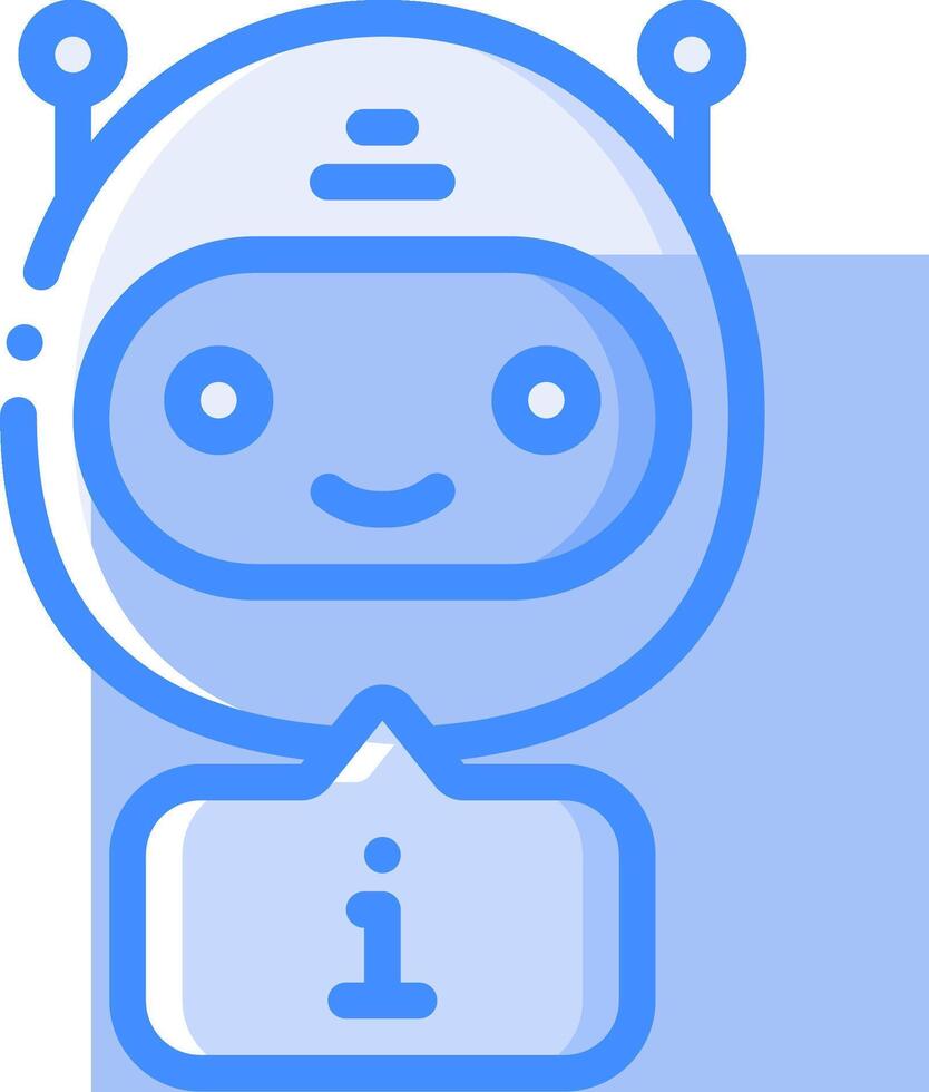 A robot with a blue background and a blue sign vector