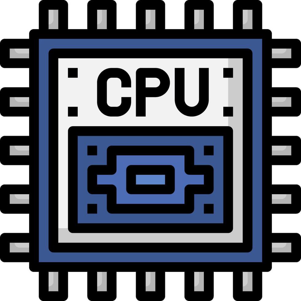 A computer processor chip with the word cpu on it vector