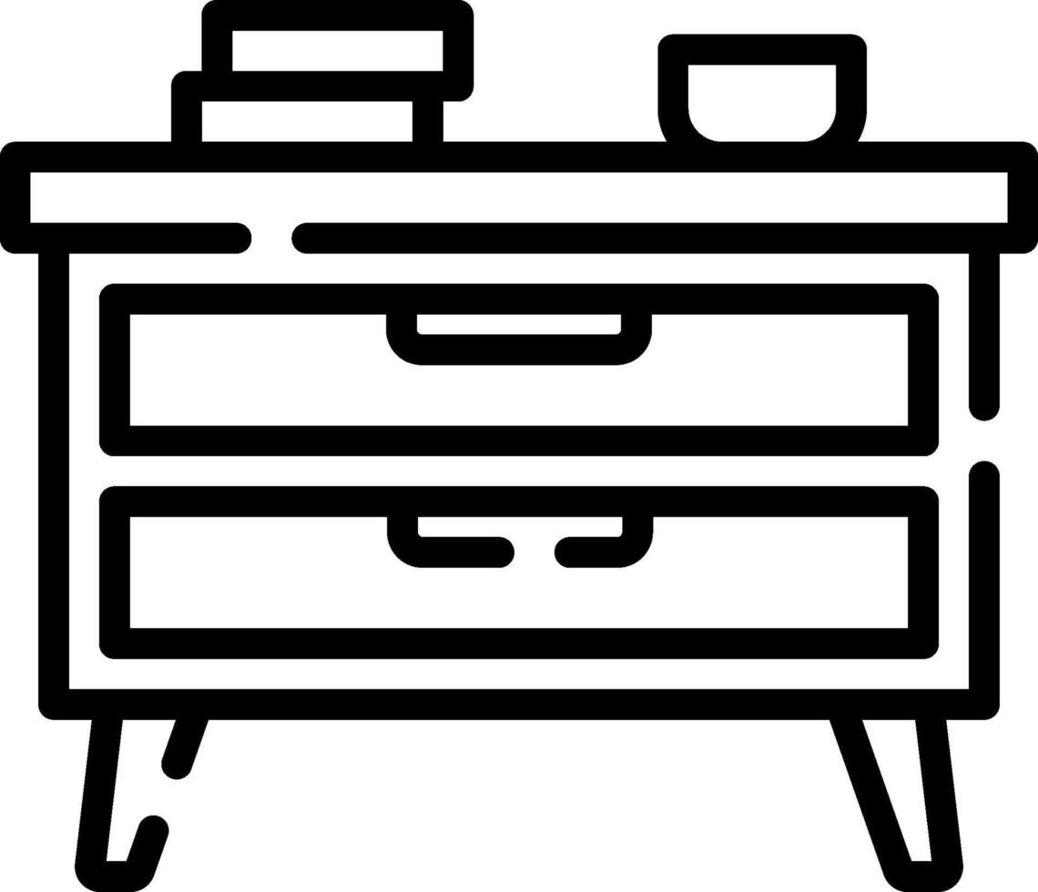 A black and white drawing of a dresser vector