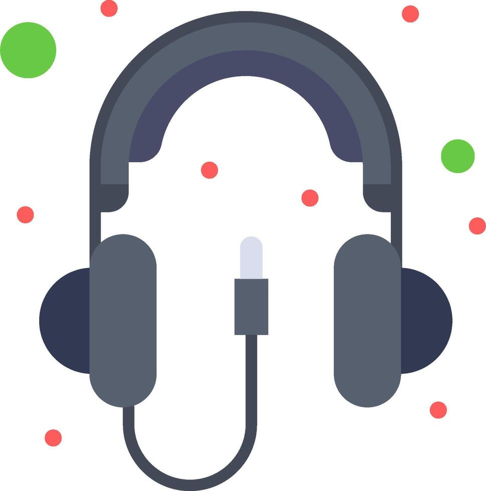 Headphones icon with green and red dots vector