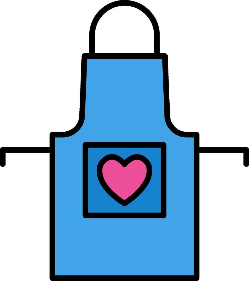 A blue apron with a pink heart on it vector