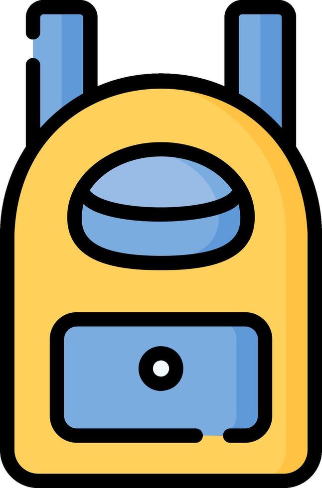 Backpack icon with blue and yellow colors vector