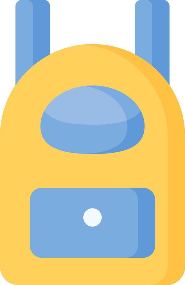 A yellow backpack with blue handles vector