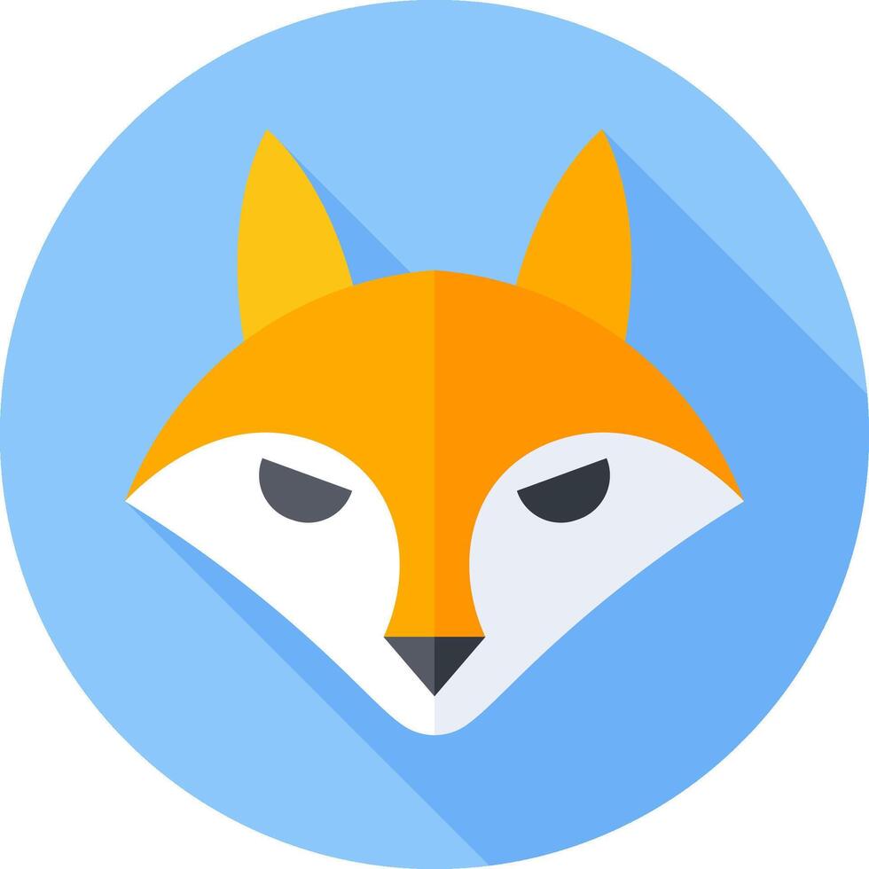 A flat icon of a fox with long shadow vector