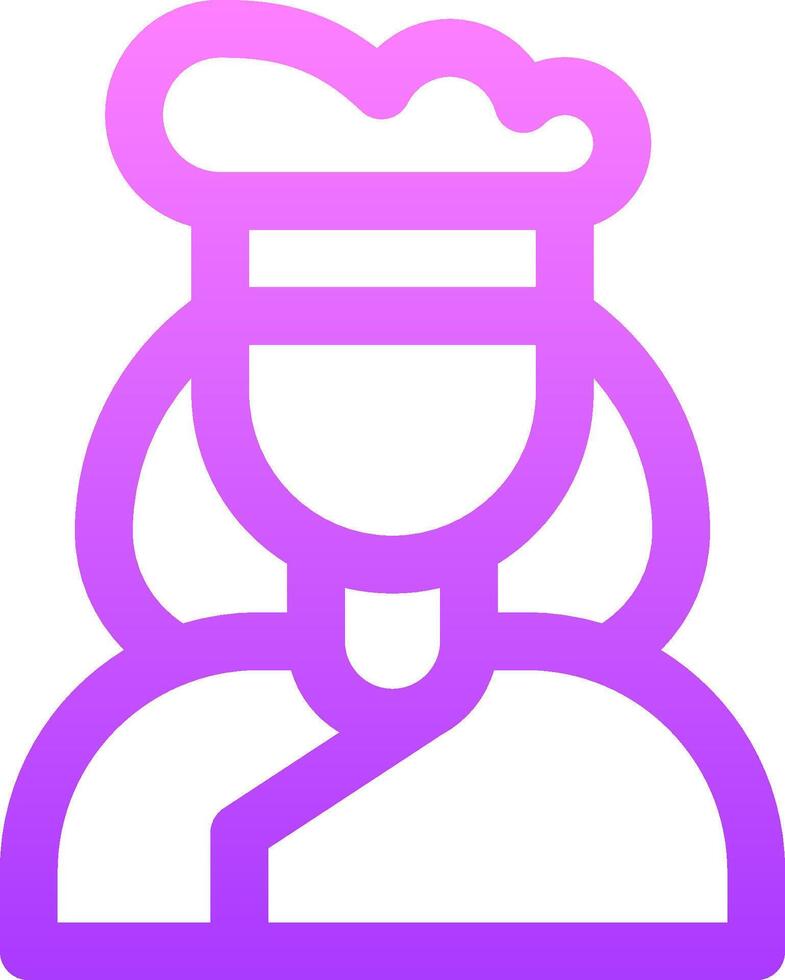 A purple and pink icon of a woman in a chef hat vector