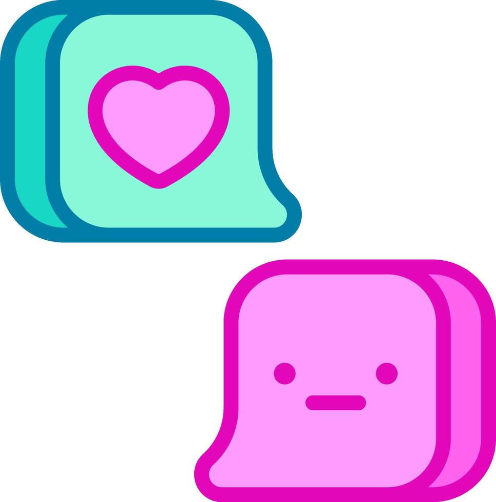 Two pink and blue speech bubbles with hearts vector